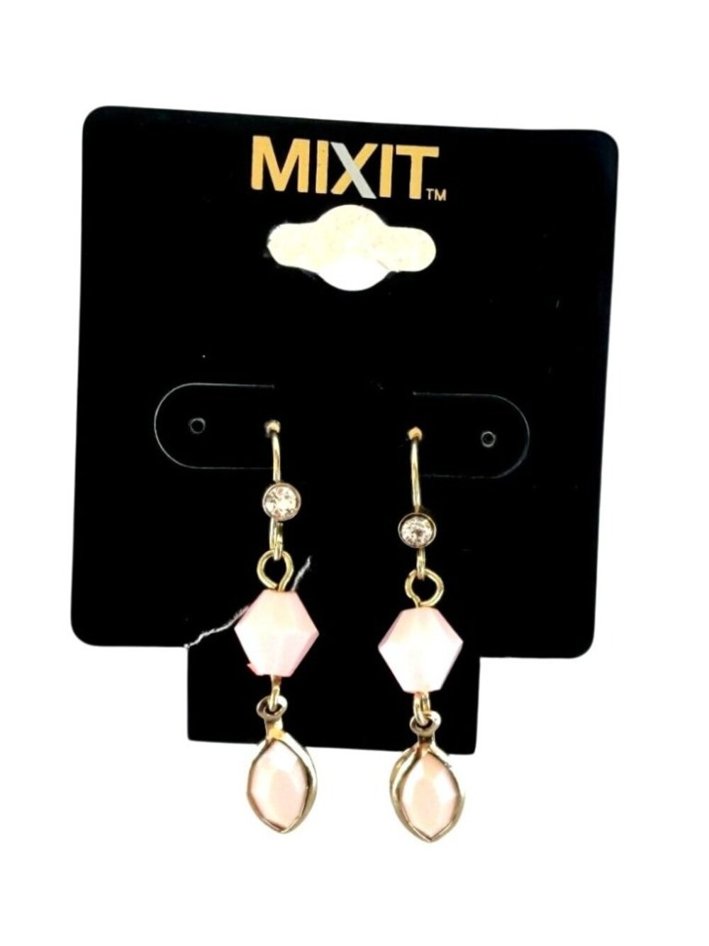 Mixit Gold & Pink Dangle Earrings With Crystal Accents For Women